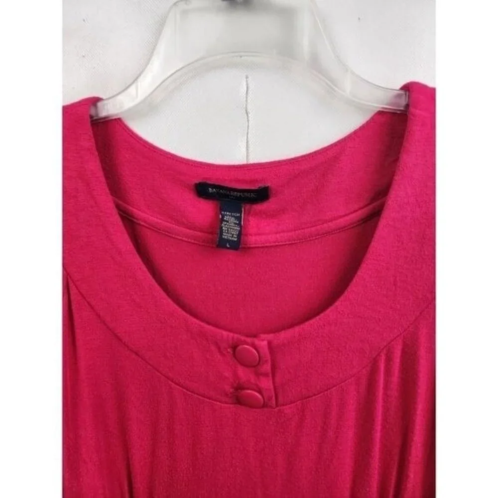 VTG 𝅺Banana Republic Y2K Babydoll‎ Top Womens Large Pink Short Sleeve Coquette